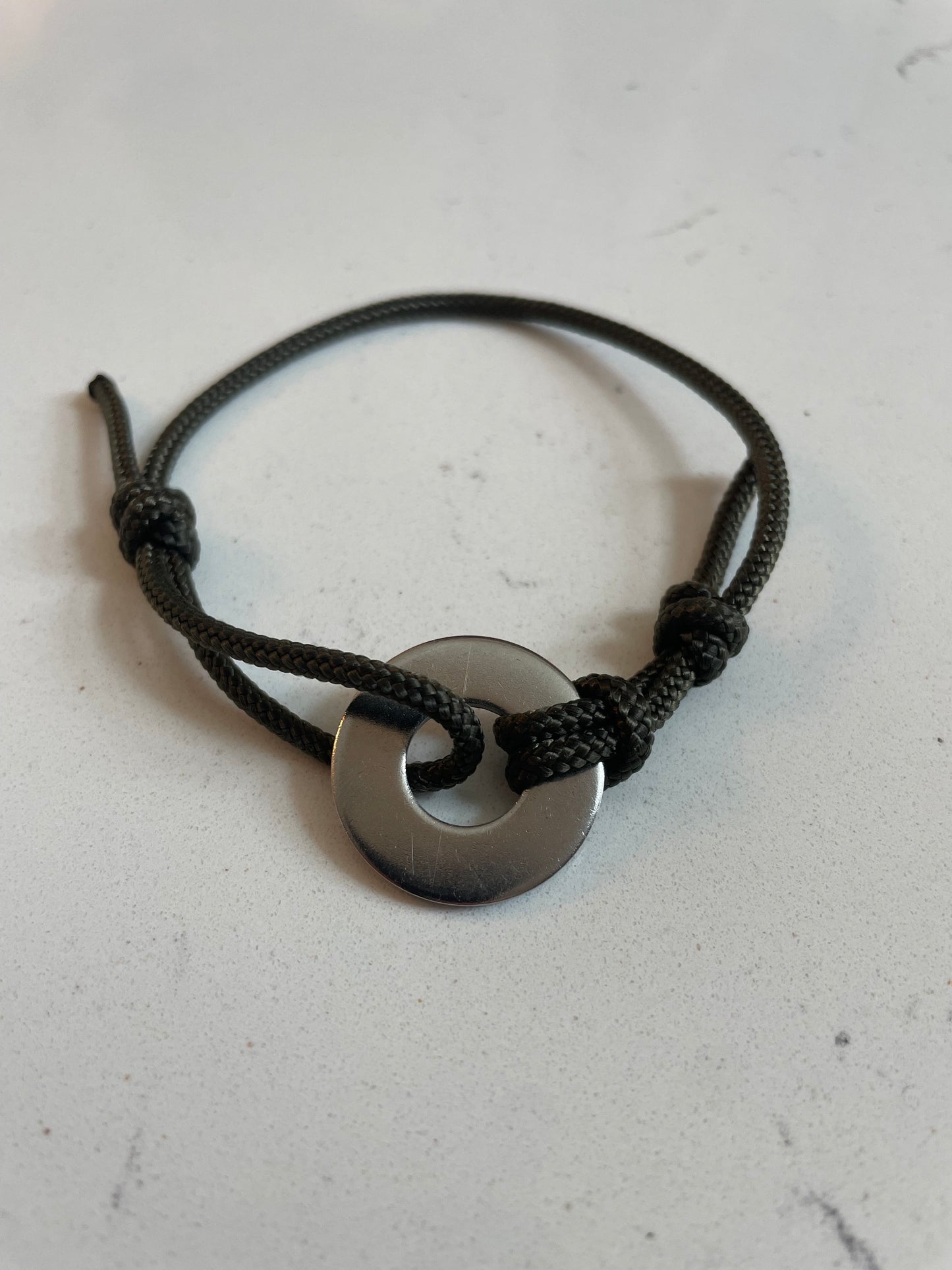 Forest Green Paracord + Zinc Coated Steel Washer
